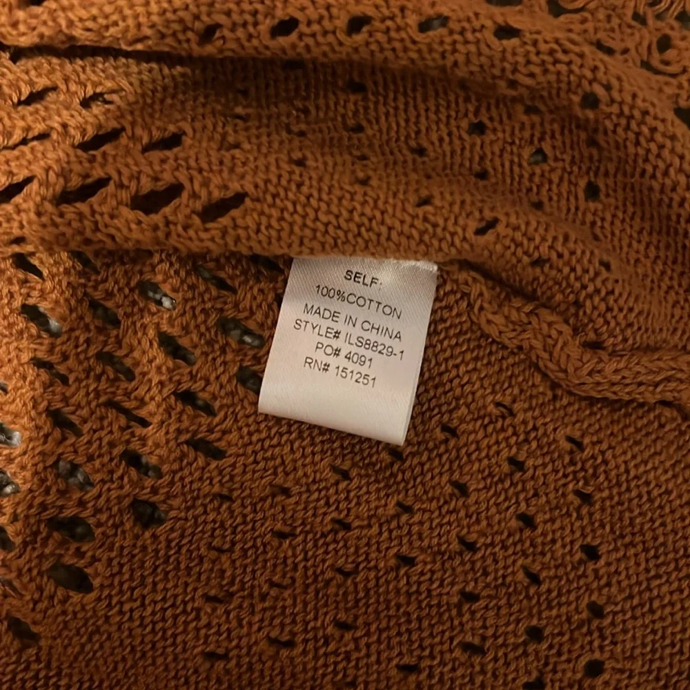 NWOT In Loom Penelope Pointelle Knit Sweater Pumpkin Size Small